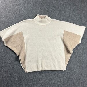 Note‎ Di Anita Sweater Poncho Womens OSFA Beige Merino Wool Cashmere Italy